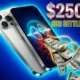 Apple iPhone 16 settlement payout illustration showing 250 million dollar Siri lawsuit fund.