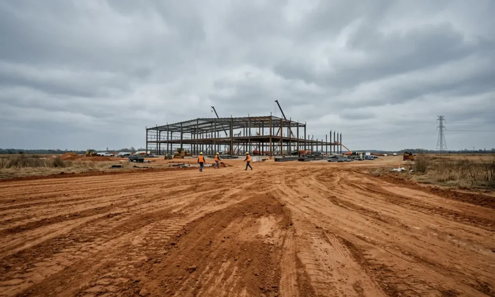 Applied Digital Delta Forge 1 AI data center campus construction in Rapides Parish Louisiana.