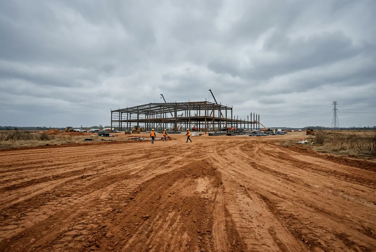 Applied Digital Delta Forge 1 AI data center campus construction in Rapides Parish Louisiana.