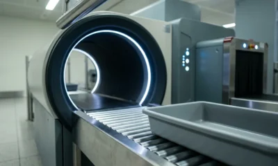 Berlin Brandenburg Airport CT scanner security lane replacing Runway slot booking service.
