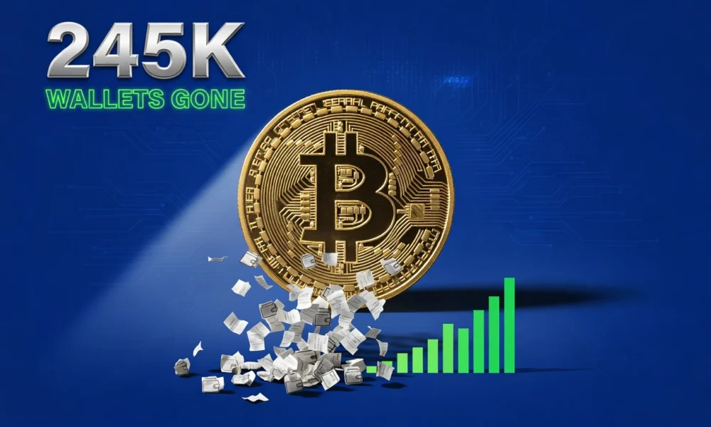 Bitcoin holder count plummets 245000 wallets in five days as ETF inflows surge in May 2026.
