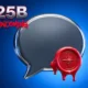 Chrome chat bubble stamped with red sponsored seal illustrating Google Gemini app ads.