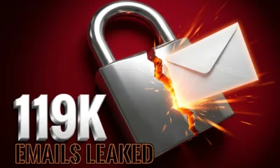 Cracked chrome padlock leaking email envelopes after Vimeo Anodot vendor data breach exposure.