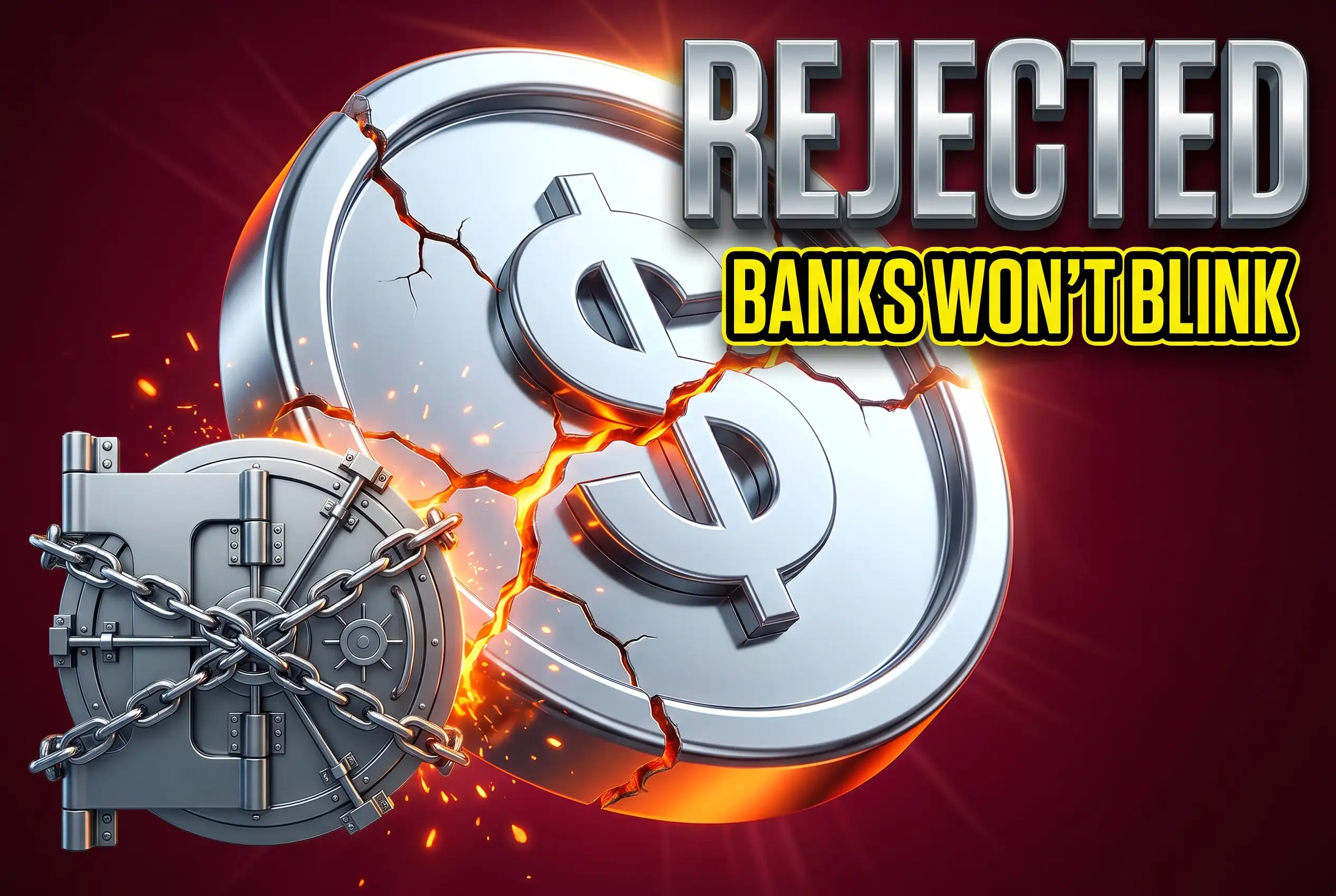 Cracked chrome stablecoin token bound by bank vault chain in CLARITY Act standoff.
