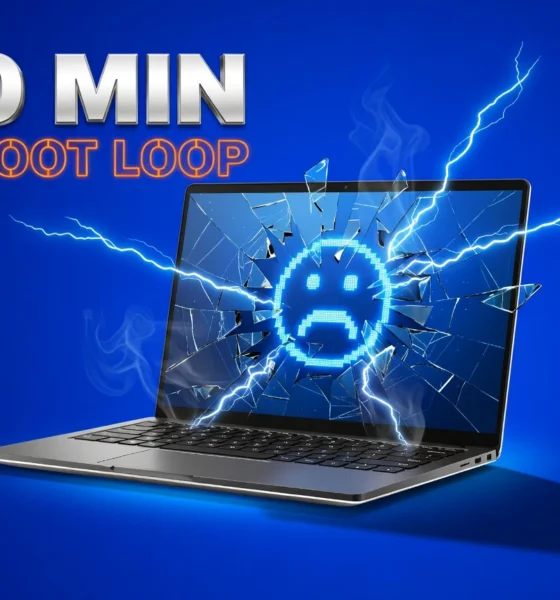 Dell laptop showing a blue screen of death from the SupportAssist reboot loop bug.