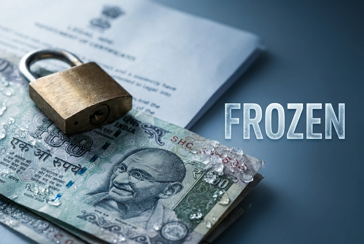 How to unfreeze a frozen bank account in India after a cyber crime complaint.