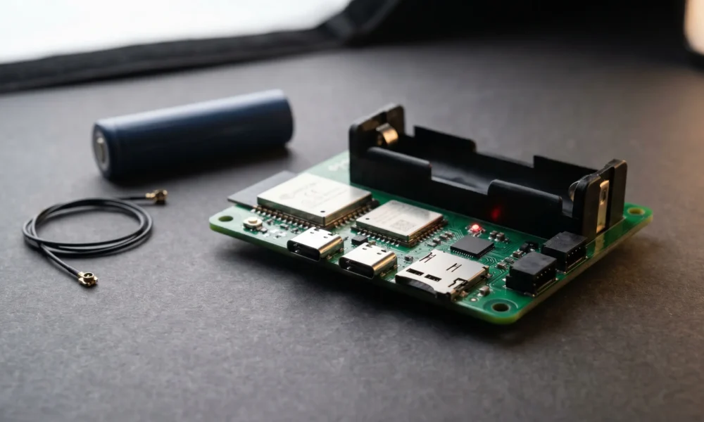 LILYGO T-SIM Standard Series ESP32-S3 cellular development board with Qwiic and camera headers.
