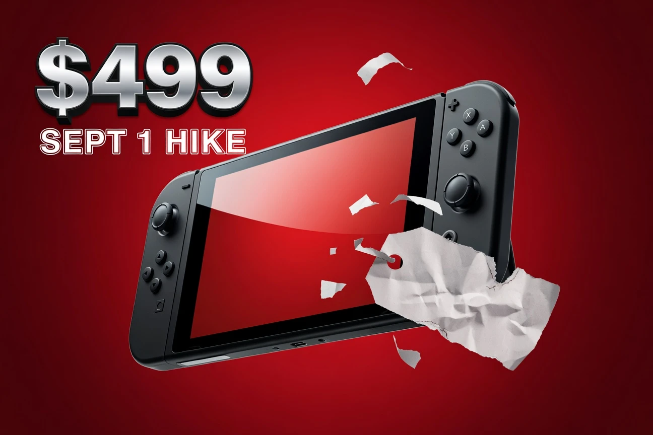 Nintendo Switch 2 console with new $499 price tag overlay announcing September 2026 hike.