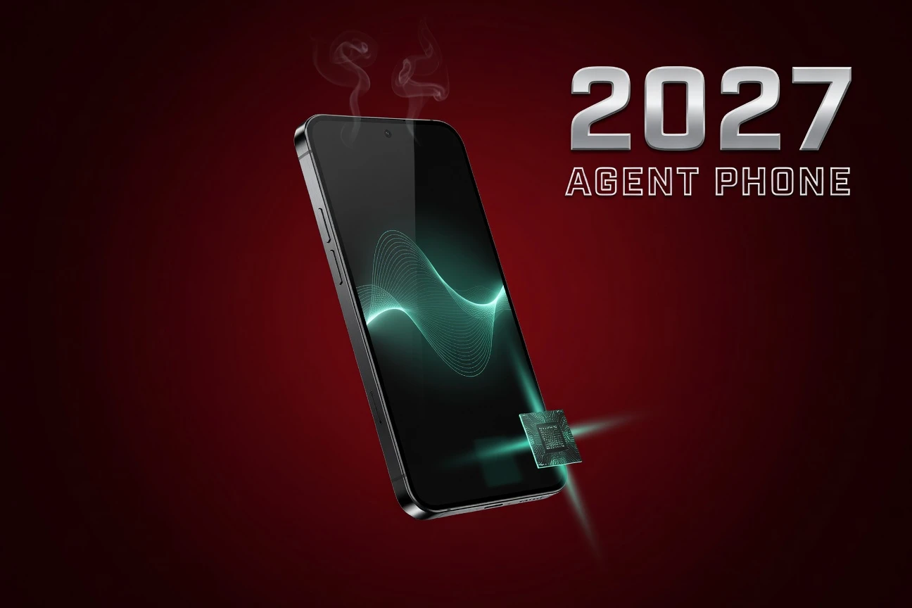 OpenAI 2027 AI smartphone concept with custom MediaTek chip illustration in news graphic.
