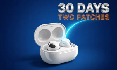 Samsung Galaxy Buds 3 Pro charging case receiving AZD2 stability firmware update.
