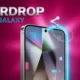 Samsung Galaxy phone glass display showing One UI 8.5 update with AirDrop file transfer feature.