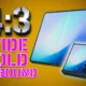 Samsung Galaxy Z Fold 8 Wide foldable phone shown in 4:3 landscape unfolded position.