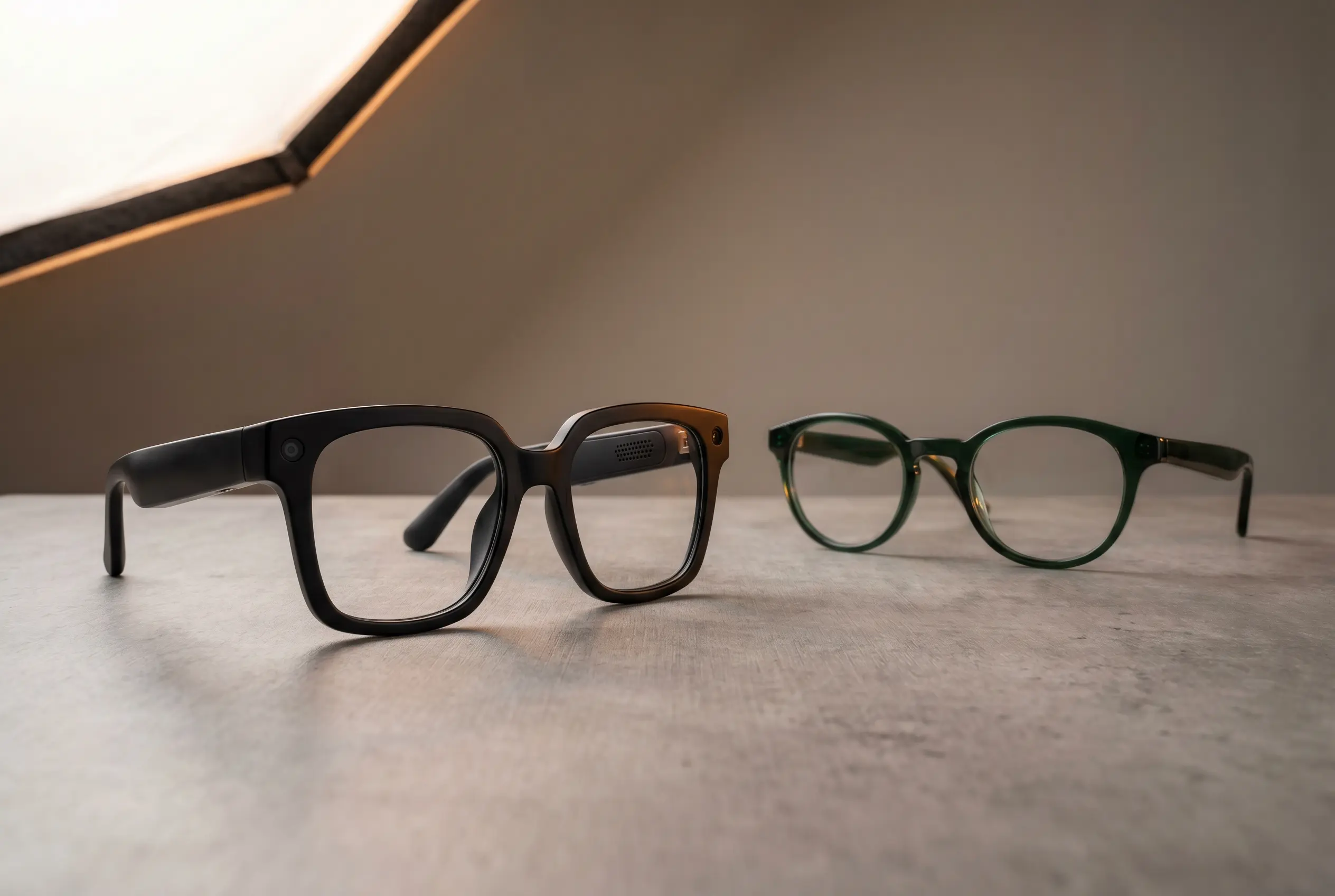 Samsung Google intelligent eyewear from Gentle Monster and Warby Parker shown at I/O 2026.