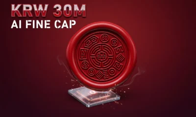 South Korea AI Basic Act fine cap stamped onto a frontier AI processor chip die.