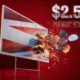 Stack of crypto coins crashing into a Nevada political campaign sign for a primary race.