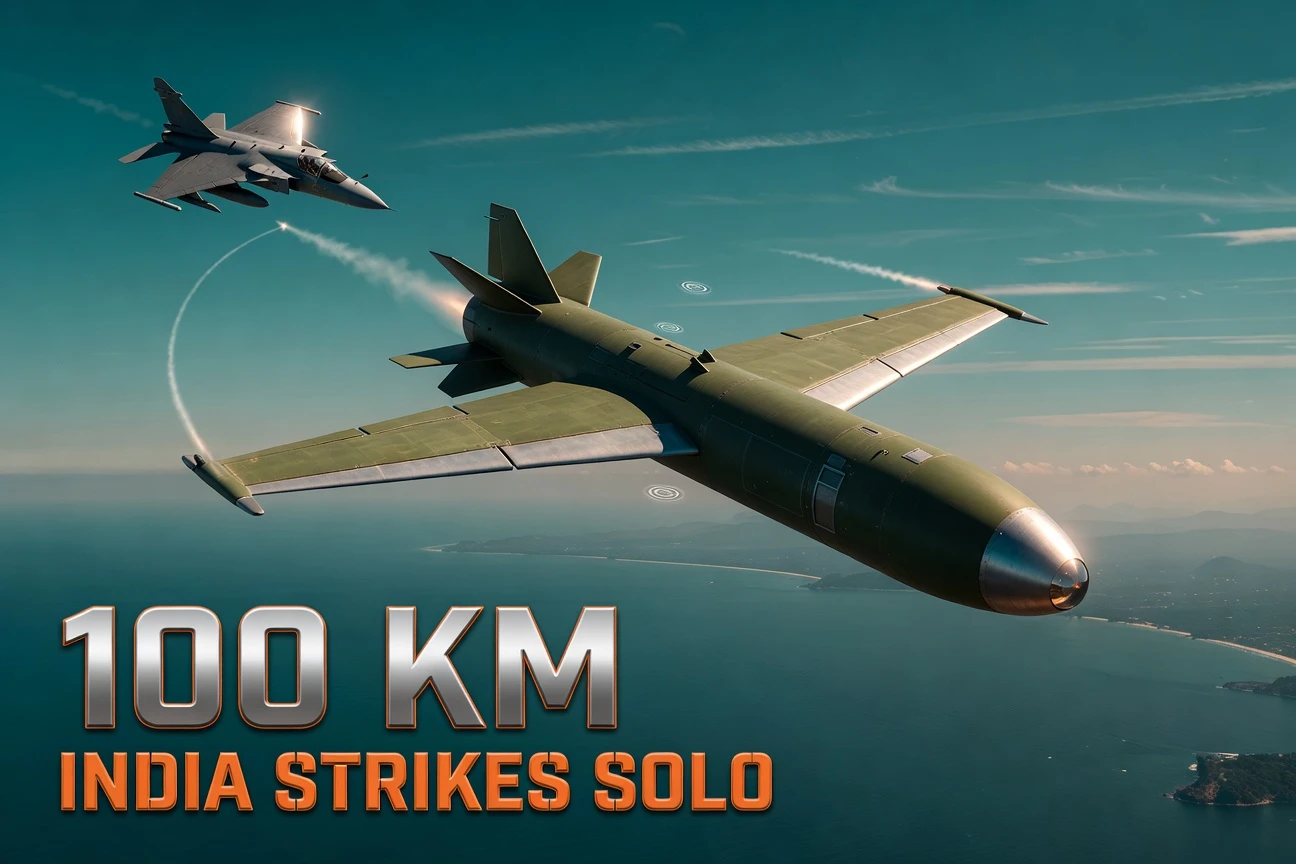 TARA modular glide bomb kit released from Indian Air Force Jaguar fighter over Odisha test range.