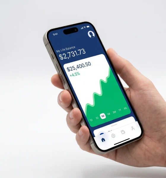Trump Accounts mobile app interface showing investment growth tracking for children born in the United States.