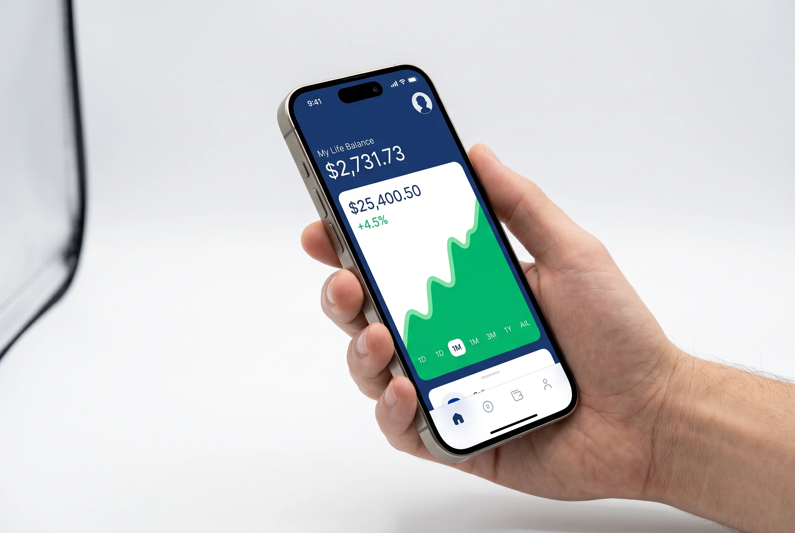 Trump Accounts mobile app interface showing investment growth tracking for children born in the United States.