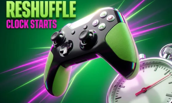 Xbox controller surrounded by speed lines amid leadership shakeup with Project Helix on the horizon.