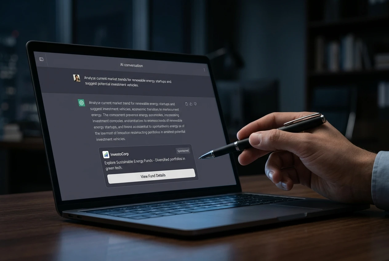 AI search advertising brand card in a chatbot response