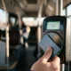 Contactless tap card transit payment replacing cash on CamTran buses in Johnstown.