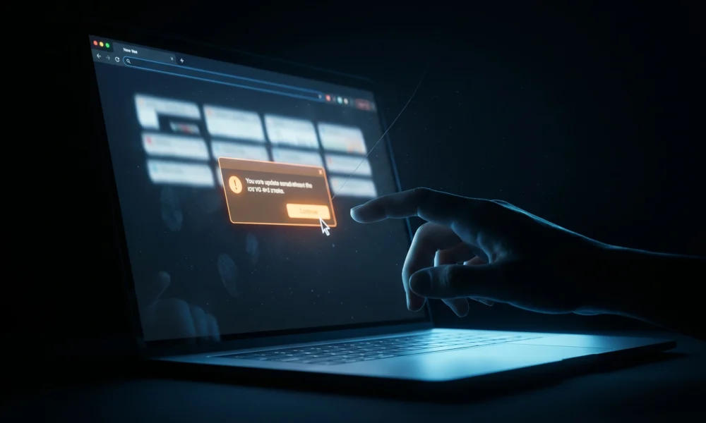 DriveSurge ClickFix and fake browser update malware attack on compromised websites explained.