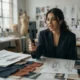 Fashion recruiter reviewing stack of AI-built job applications