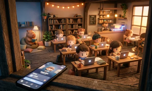 Focus Town app Animal Crossing-style study hall