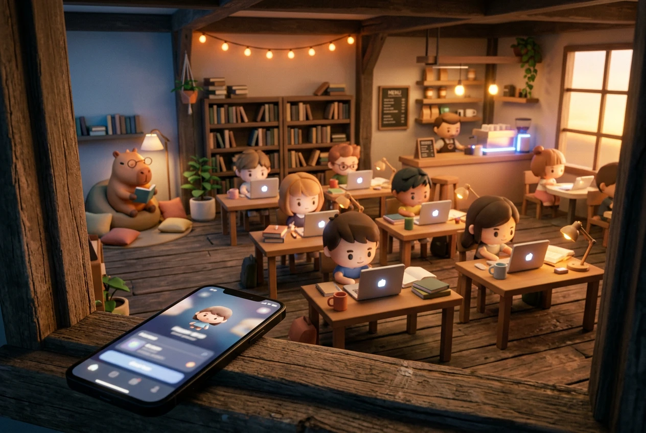 Focus Town app Animal Crossing-style study hall