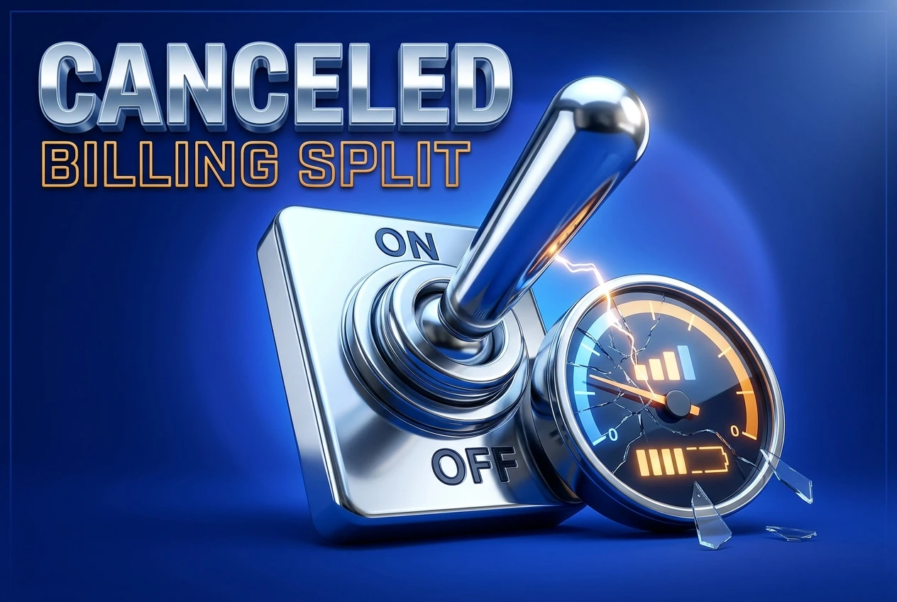 Glowing toggle switch flipping off a Claude Agent SDK billing credit meter graphic.