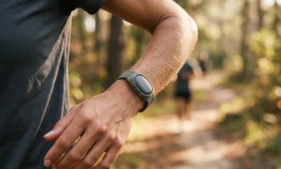 Google Fitbit Air screenless fitness tracker on a wrist