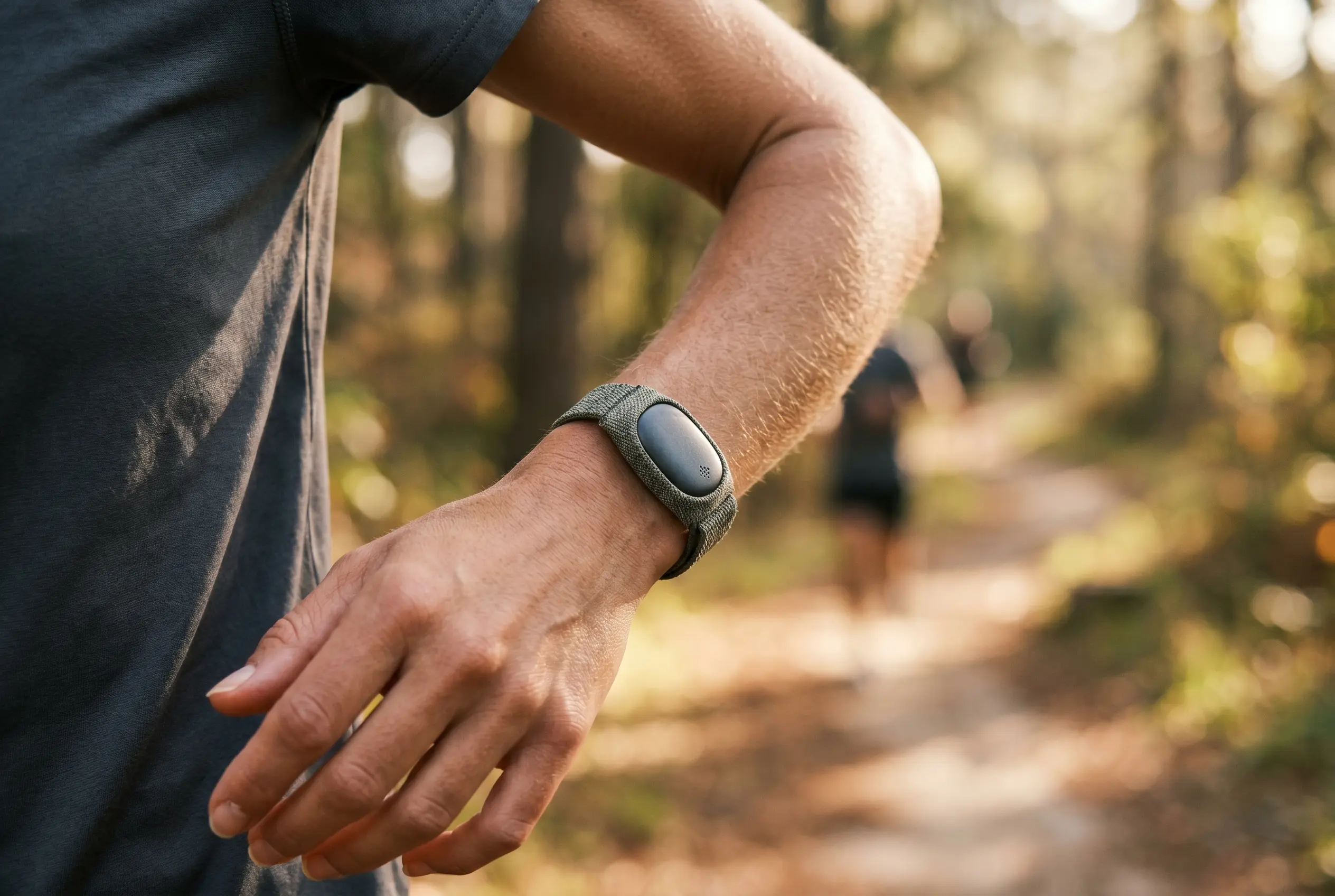 Google Fitbit Air screenless fitness tracker on a wrist