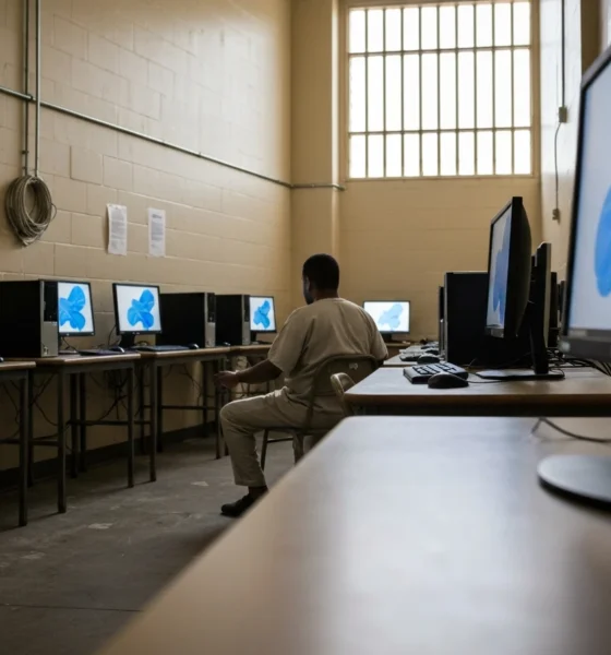 India prison technology push with computer labs and Tele-MANAS mental health terminals.