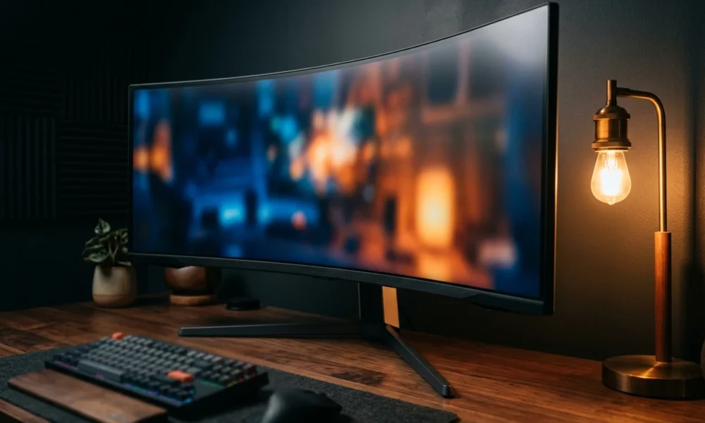 INNOCN 49C1S 49-inch 240Hz ultrawide curved gaming monitor on desk