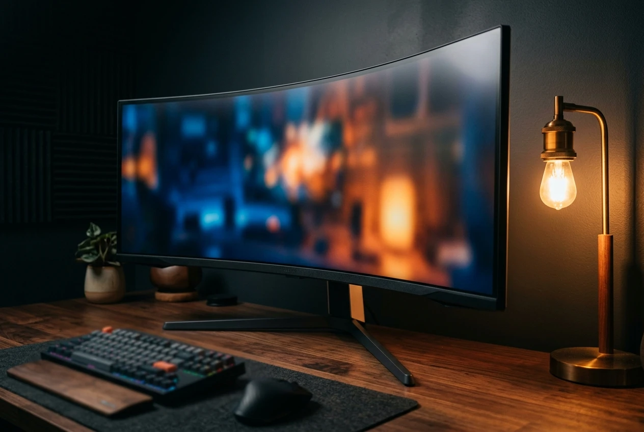 INNOCN 49C1S 49-inch 240Hz ultrawide curved gaming monitor on desk