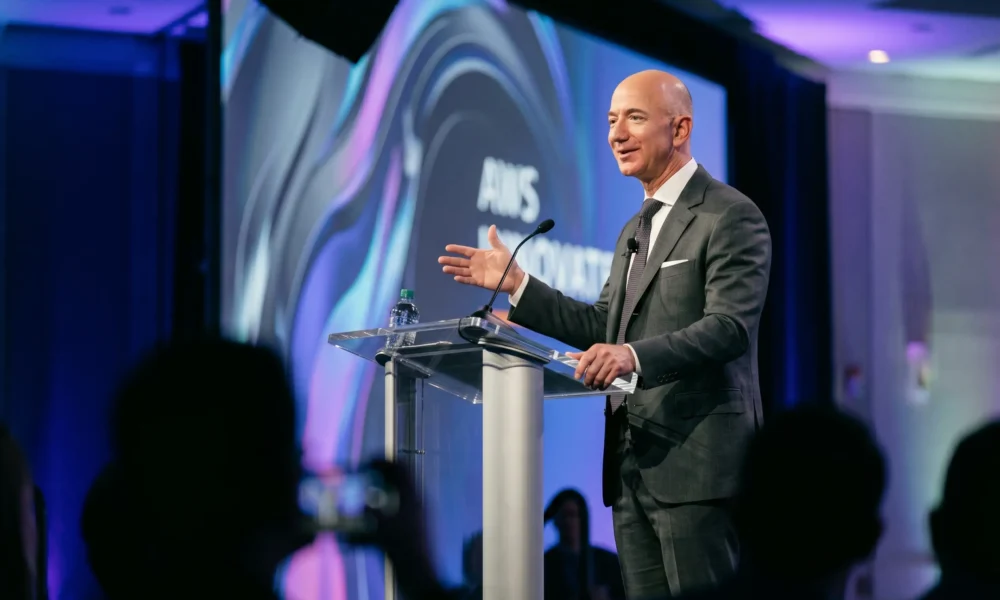 Jeff Bezos on stage at the VivaTech conference in Paris