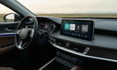 NHN Bugs essential app on Hyundai Pleos Connect car infotainment dashboard.