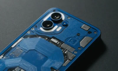 Nothing Phone 4b blue rear panel with Glyph Bar