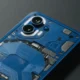 Nothing Phone 4b blue rear panel with Glyph Bar