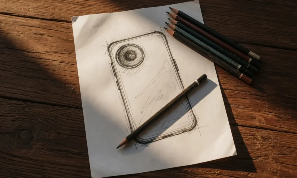 Nothing Phone 4b pencil sketch teaser on paper