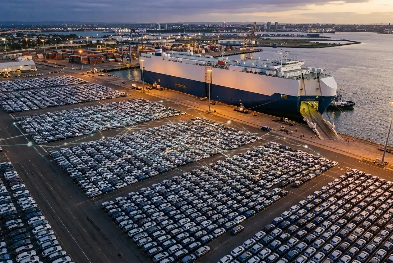 NYK AI vessel allocation system optimizing a car carrier fleet to cut shipping emissions.
