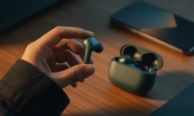 OnePlus Nord Buds 4 matte teal case and earbuds close-up
