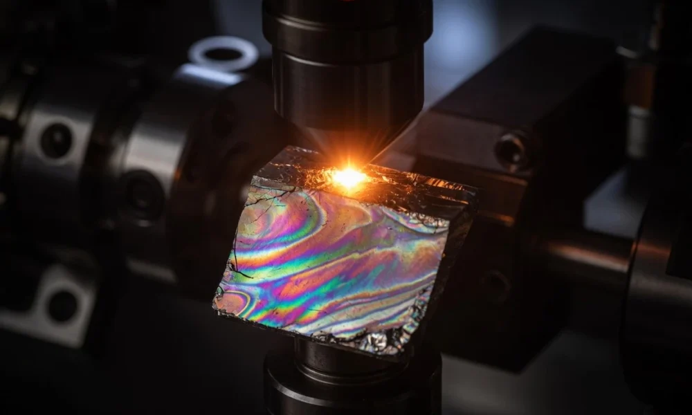 Platinum-copper superlattice vibrating under a laser pulse