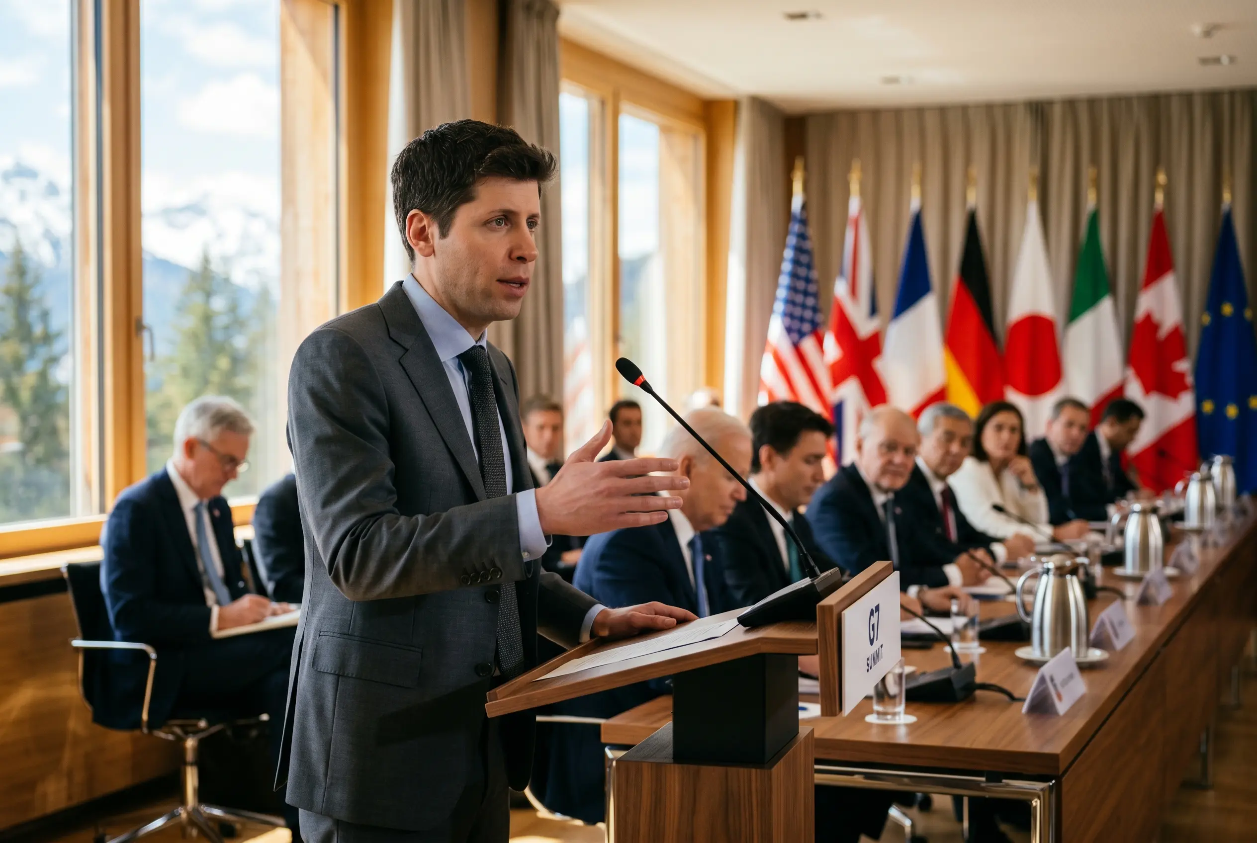 Sam Altman G7 plea against AI corporate control