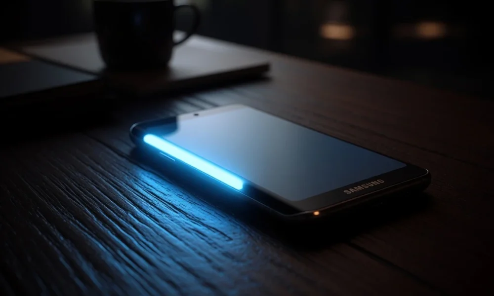 Samsung Galaxy Edge lighting notification glowing in dark