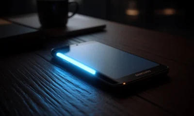 Samsung Galaxy Edge lighting notification glowing in dark