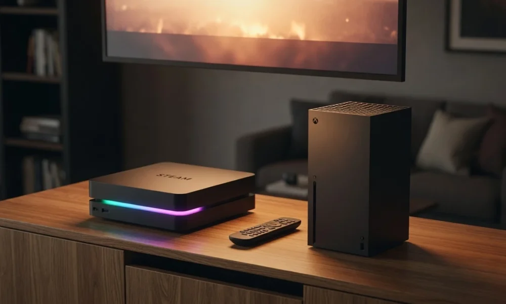 Steam Machine vs Xbox Series X living room gaming comparison