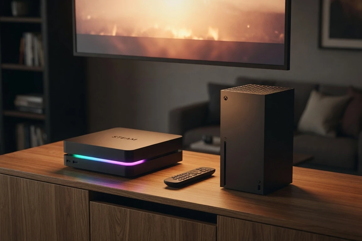 Steam Machine vs Xbox Series X living room gaming comparison