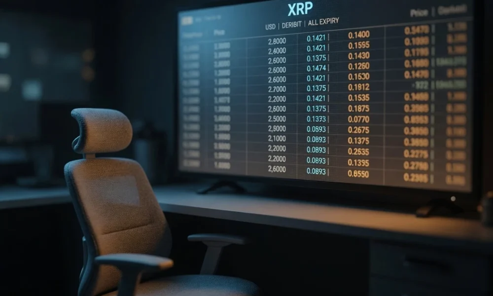 XRP price prediction market 5pm EDT strike ladder