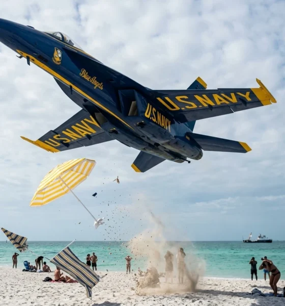 Blue Angels jet low flyover Pensacola Beach safety review video